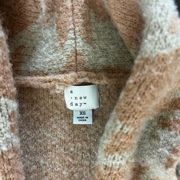 Peach & cream Aztec print oversized open sweater pockets Cozycore Size XS - Picture 3 of 8